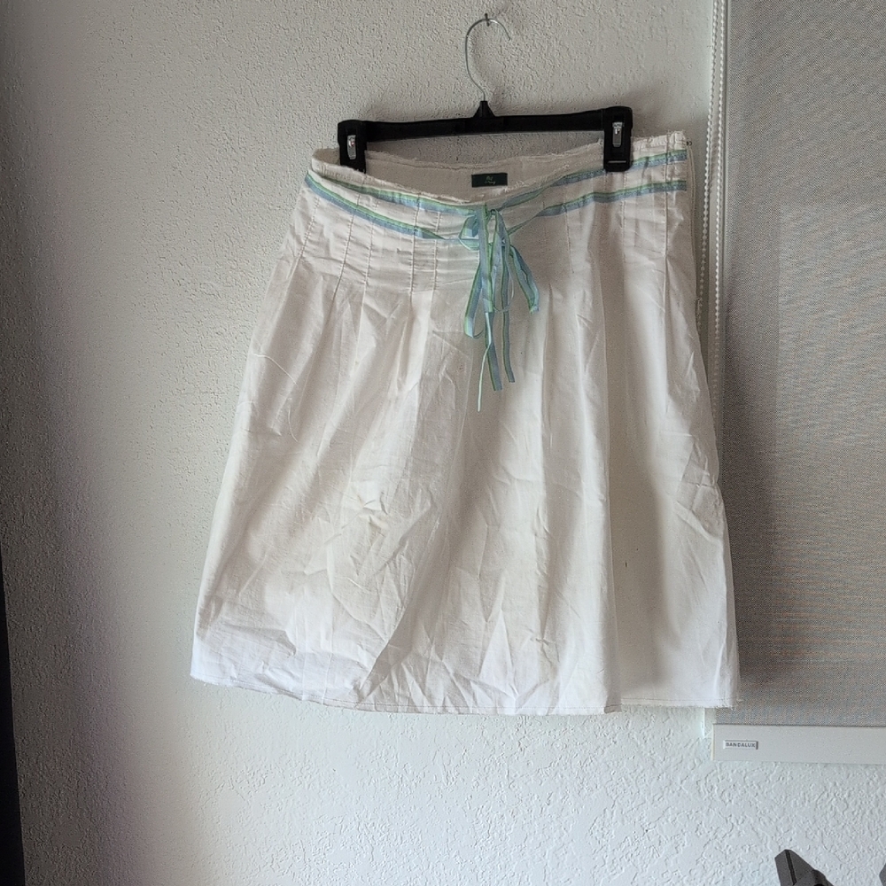 White Skirt with Blue Accents